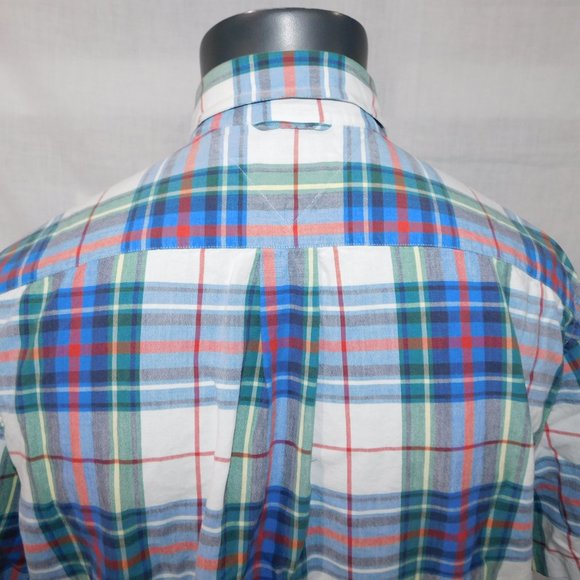 Vintage 90s Tommy Hilfiger Mens L Plaid Button Front Short Sleeve Shirt - Picture 9 of 10